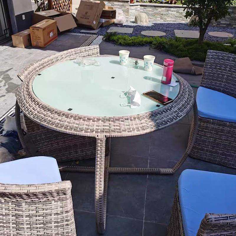 户外藤椅五件套休闲露台收纳庭院藤编阳台桌椅简约组合花园家具