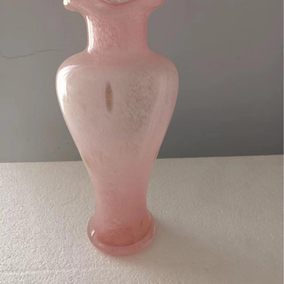 中古风法式复古芬顿花瓣皱褶口艺术琉璃花瓶彩色波点设计