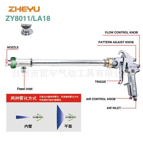 ZY8011/LA18乳胶漆长杆喷枪500MM长