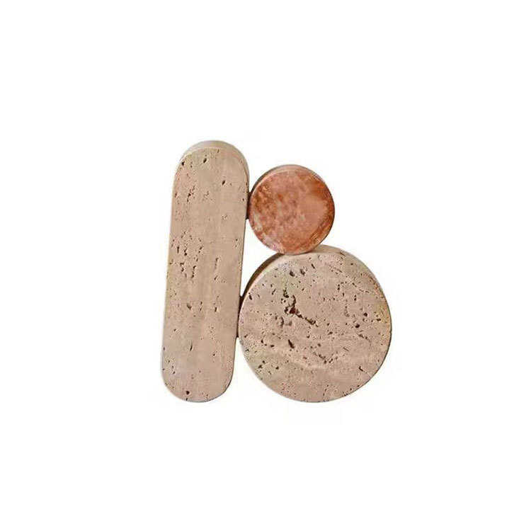 侘寂风仿洞石书档几何摆件样板间酒店玄关书房桌面装饰柜软装饰品