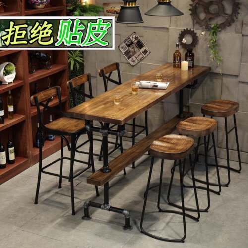 需定制户外阳台吧台桌家用长条桌实木靠墙吧台桌子咖啡高脚桌酒吧
