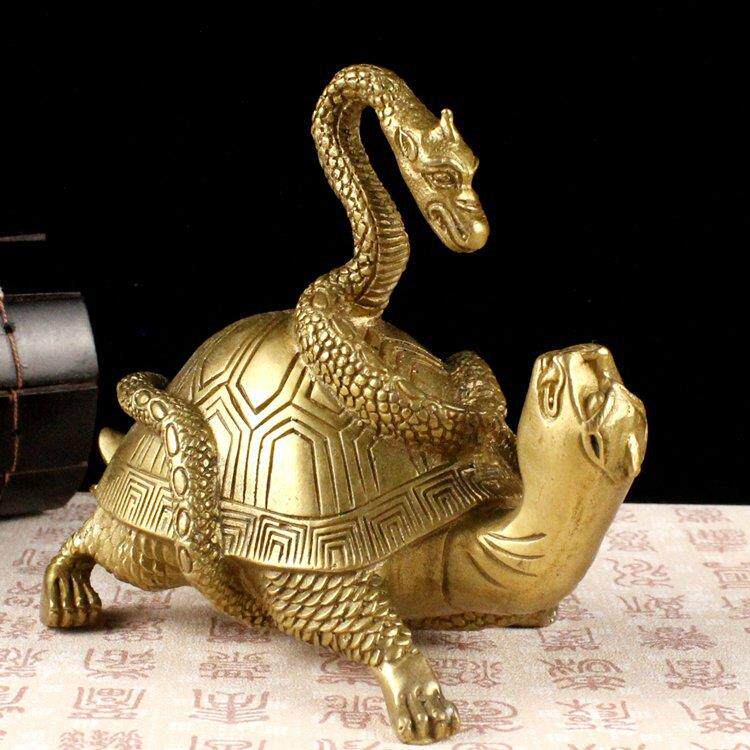 铜龟蛇纳福玄武摆件 四方神兽工艺品家具摆设工艺品