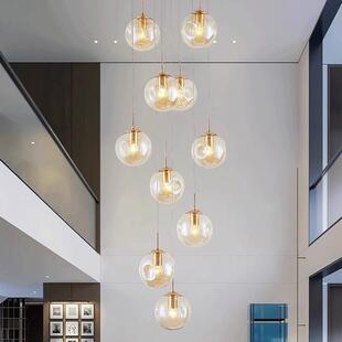 楼梯间灯长吊灯小复式 楼别墅现代简约轻奢跃层loft公寓客厅大吊灯