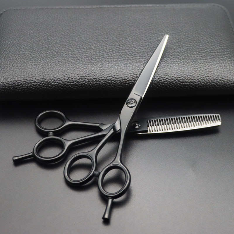 剪刀 a柄 烤漆剪字对称a剪型440c漆 烤黑色剪刀美发金色看玫瑰