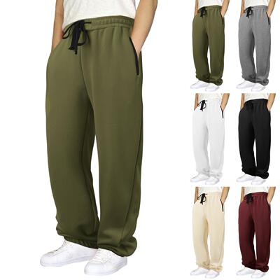Men's warm autumn ankle drawstring cotton pants for