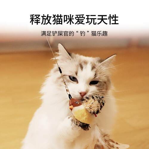 iGi贵为猫w咪玩具G逗猫棒耐咬羽毛宠物替自嗨解闷神器可伸缩RRM换