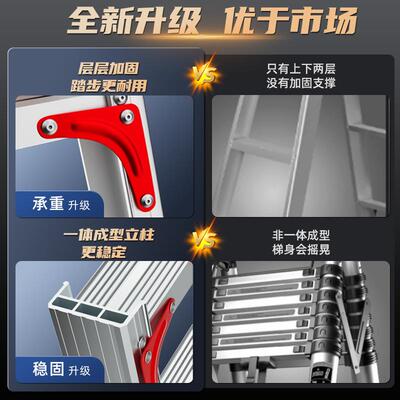 梯家用折叠梯铝子面金人字梯多功能铝镁人加粗加合厚双工程爬阁楼