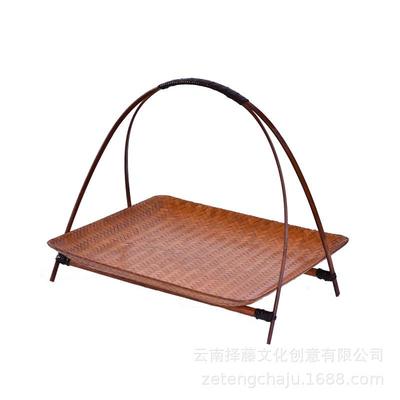 创意编织果盘干果点心支架竹雕