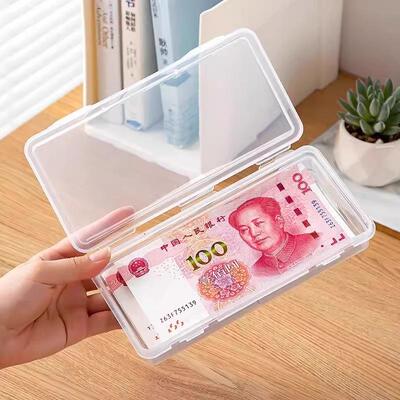 Large Capacity Cash Storage Box for Coins and Bills, Transpa