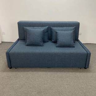 现代简约灰色棉麻小户型客厅卧室可储物可折叠导轨式多功能沙发床