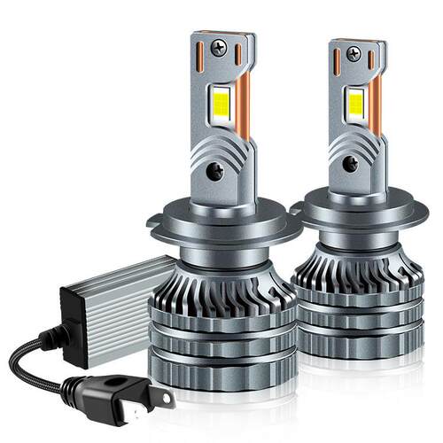 新品汽车led大灯双铜管近光远光白色H4 H1 H7 9005 9006 LED大灯