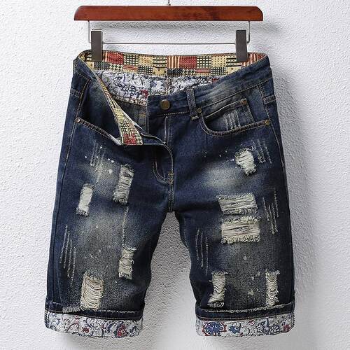 Men's High Cotton Vintage Washed Denim Shorts Y2K