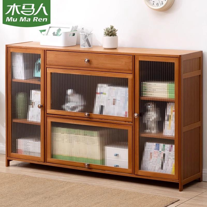 书架书柜置物架带柜门储物柜一体格子柜展示柜落地多层客厅置物柜