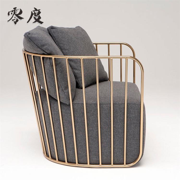 北欧布艺懒人金色沙发椅铁艺简约单人双人组合现代简约整装沙发椅