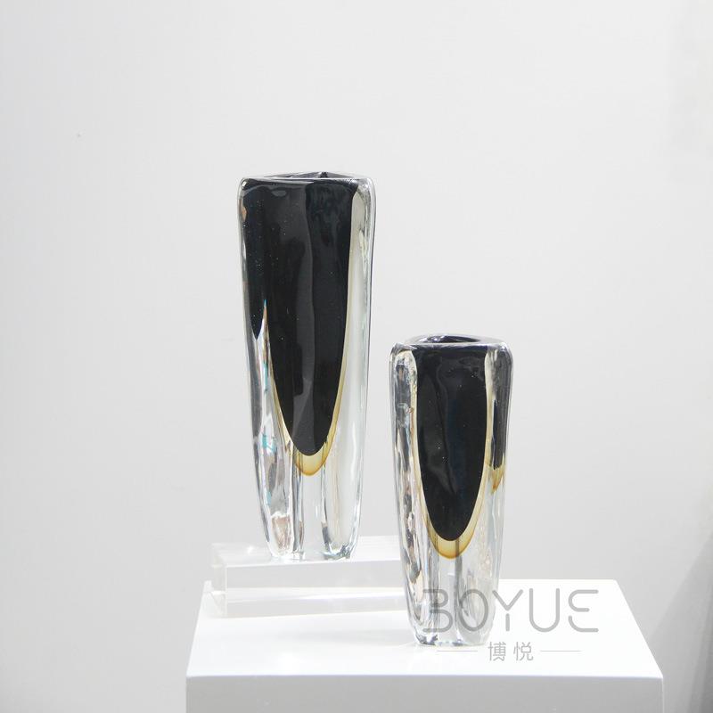 创意简约琉璃黑色玻璃花瓶器样板间民宿客厅餐桌插花餐桌软装饰品