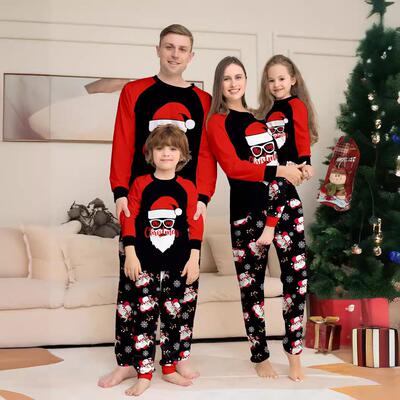 Family Christmas Pajamas Set for Men Women Kids Blue