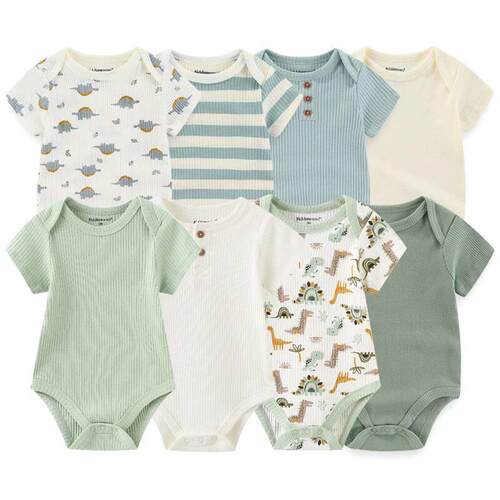 4Pieces Born Bodysuit Print Cotton Baby Boy Clothes Short S