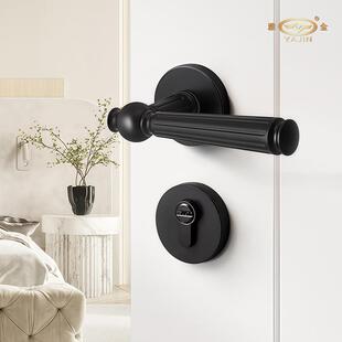 室内静音房门锁具卧室卫生间锌合金门把手家用黑色轻奢机械门锁
