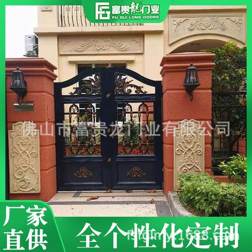 私人庭院花园门外开门 花园小区楼盘围墙铝艺大门中门 院子平开门