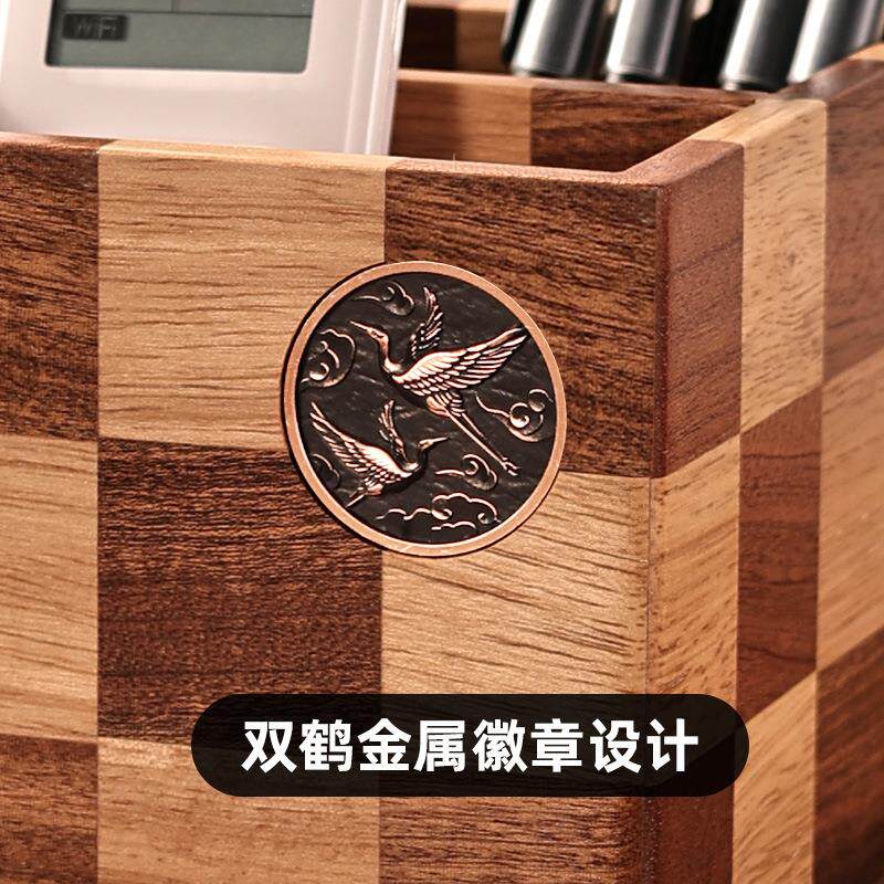 实木纸巾盒新风格棋盘格纸巾收纳盒桌面轻奢家用客厅酒店收纳盒