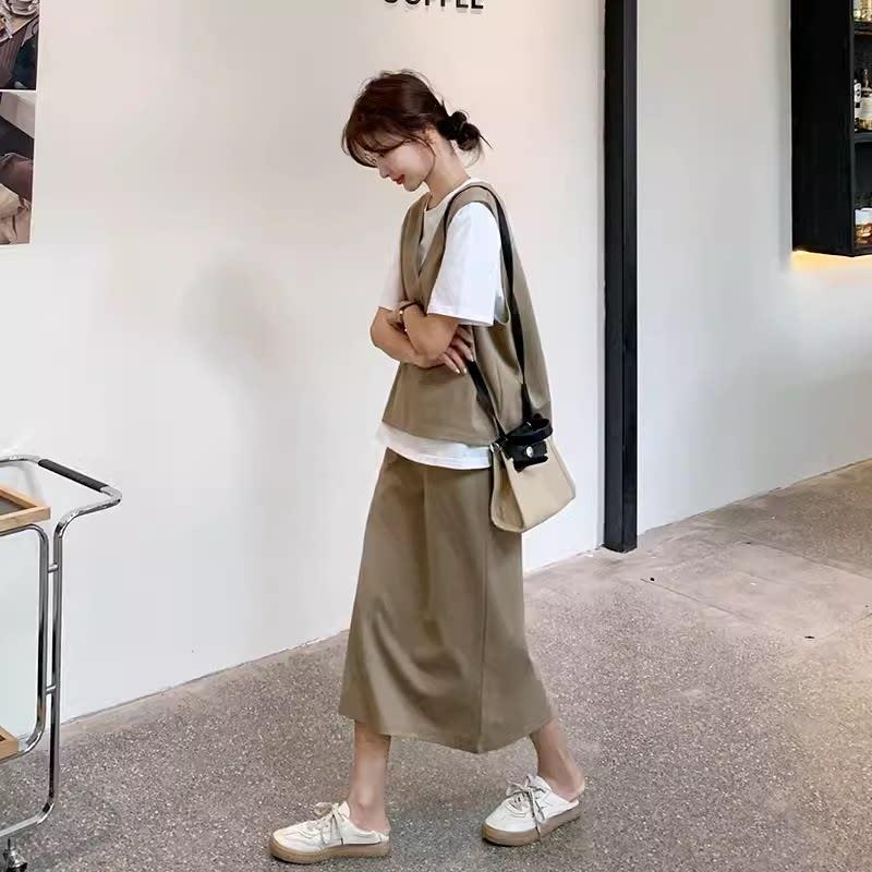 假两件半身裙炸街网红爆款时髦洋派时尚套装女夏季休闲 运动两件