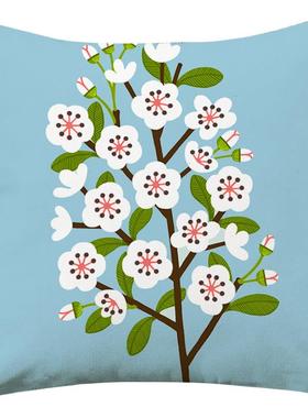 高档清新乡村田花公鸟靠垫园棉麻抱枕套沙发靠垫头靠包办室腰床枕