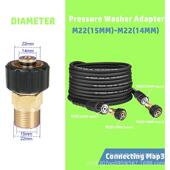 高压清洗机铜接头适配器M22对丝 8英寸快速接头软管延长铜接头