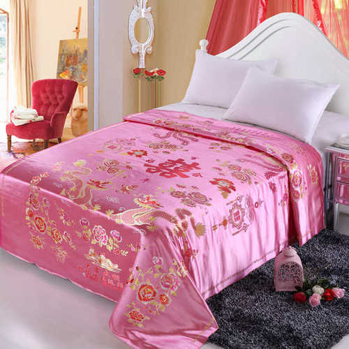 杭州丝绸婚庆被面子 七彩织锦缎喜被面软缎结婚缎子喜被面批发