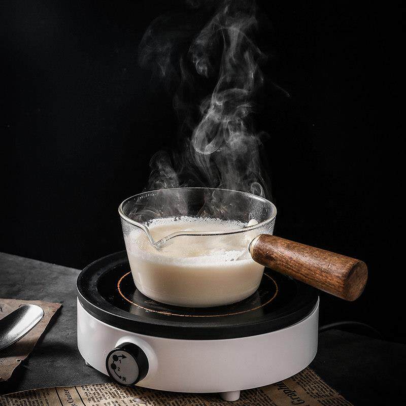 可明火玻璃奶锅日式咖啡奶壶家用小奶锅副食品宝宝黑晶炉加热牛奶