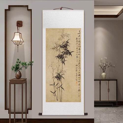 郑板桥竹子国画 画名家卷轴挂画 画新中式客厅装饰画 画办公室茶