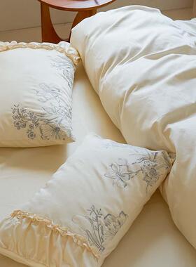 高奢华公主风LB2023110四0支长绒棉件套皱皱边端被套裸透睡亲肤气