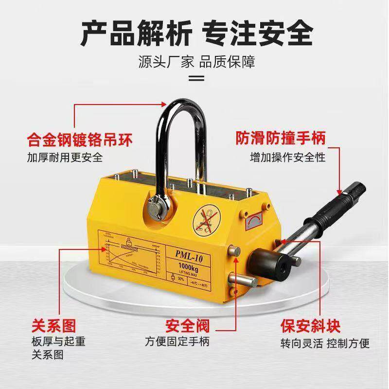 永磁起重器超强磁吸两年质保磁力吊圆钢吸盘1吨2吨600公斤永磁吸