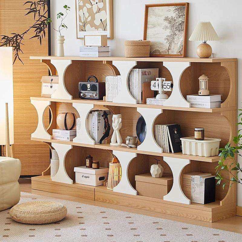 新款书架落地置物架异形组合书柜矮客厅转角玄关展示架子复古风