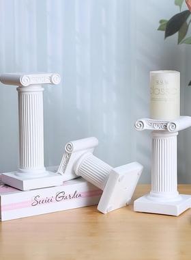 欧式罗马柱摆件桌面装饰品树脂工艺品展示台底座拍照道具创意烛台
