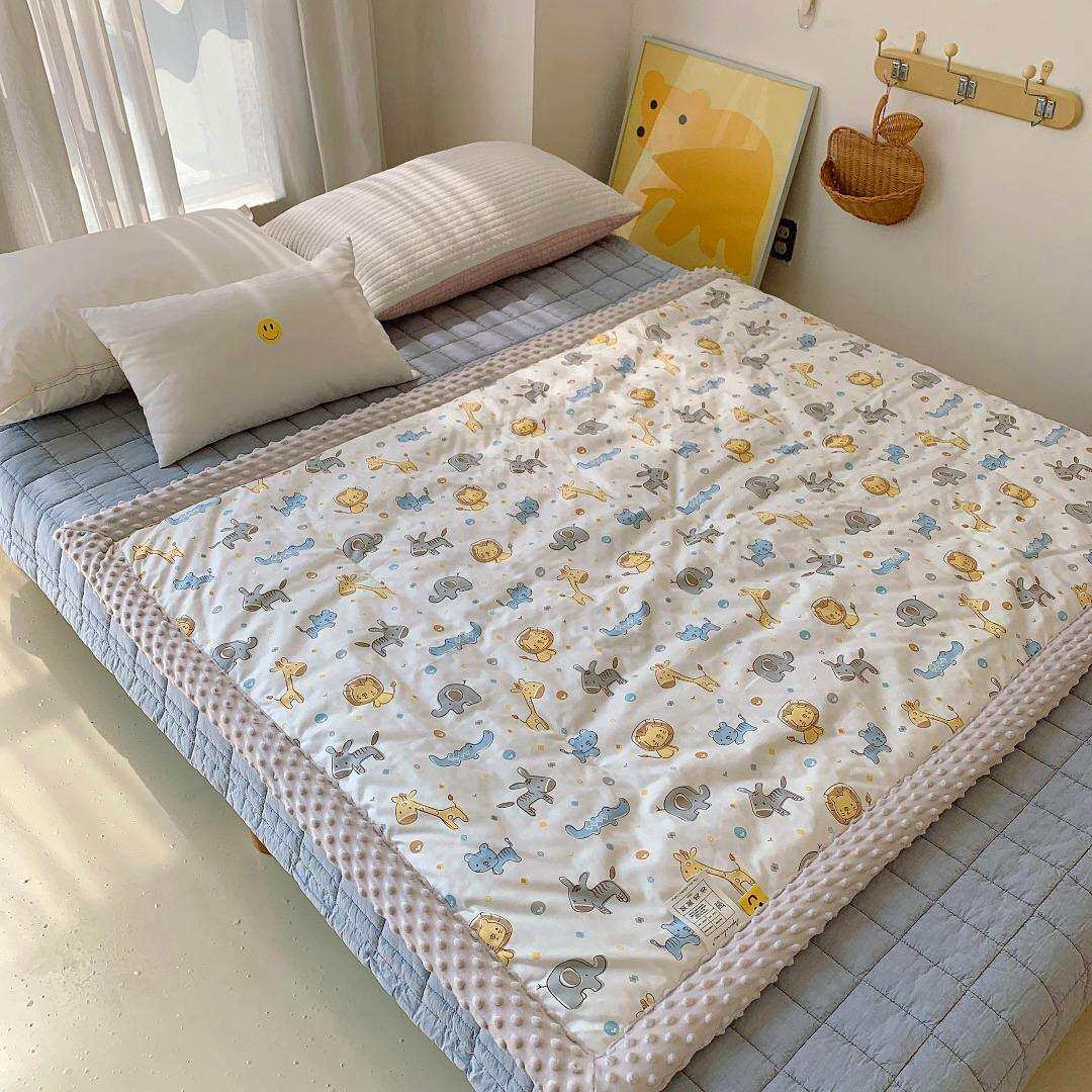 婴儿毯子新生宝宝推车盖被纯棉宝宝大人亲子豆豆毯幼儿园午休毯