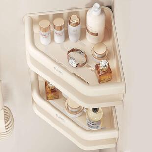 浴室奶油三角篮置物架免打孔墙角卫生间厕所高级感大号收纳架壁挂