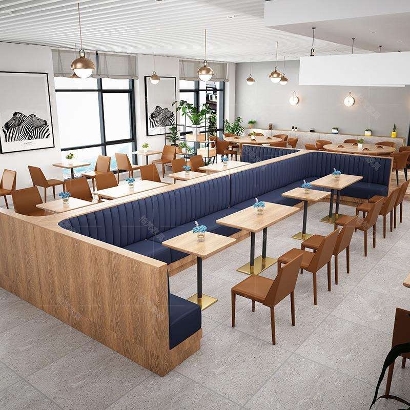 北欧咖啡厅西餐厅奶茶店饭店餐饮酒吧清吧工业风卡座沙发桌椅组合