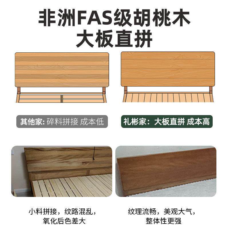 现家代简约2米双人床实二木床胎亲子床加大庭a-655155三四人2.4米