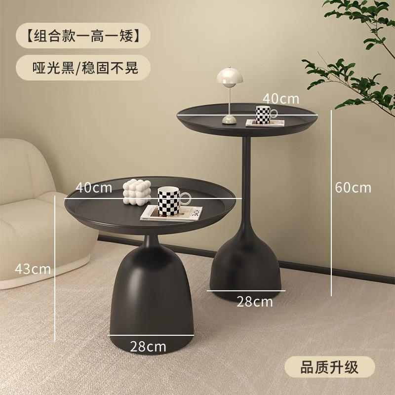 美式简约沙发边几铁艺复古咖啡桌小圆桌阳台小茶几创意床头角几