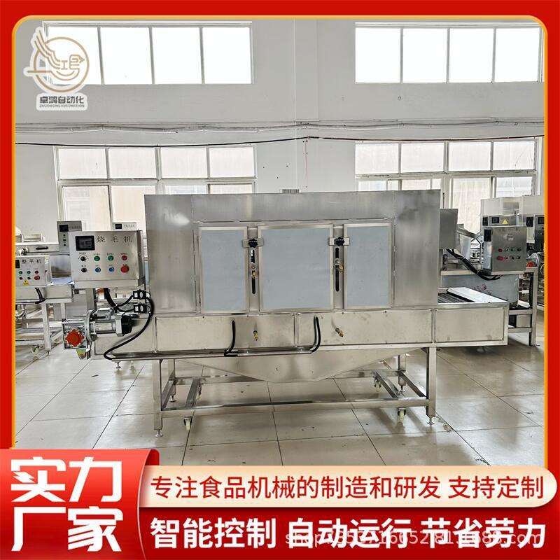 隧道式猪牛羊头蹄燎毛机 大型带皮五花肉烧毛设备 商用猪耳朵烧毛