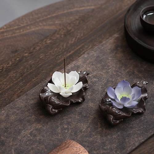 中式创意莲花线 线香插家用陶瓷室内线 线香座线 线香座香托 托香