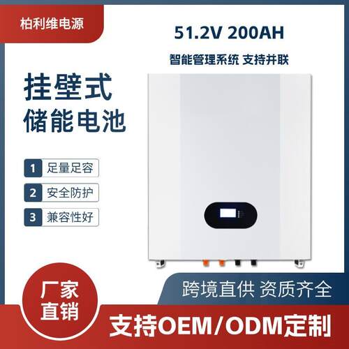 厂家51.2V100AH/200AH壁挂式家庭储能太阳能磷酸铁锂电池锂电池组