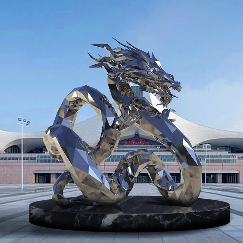 不锈钢龙腾雕塑广场白钢雕塑户外城市景观不锈钢龙雕塑摆件品