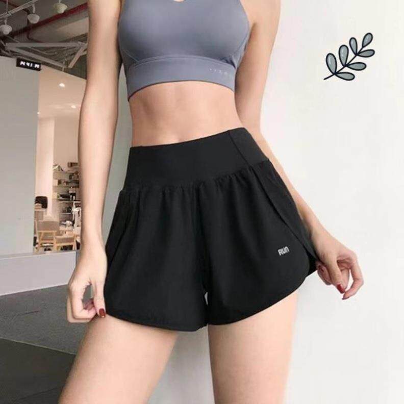 2024夏季薄款女健身运动假两件防走光三分短裤高腰提臀透气瑜伽裤