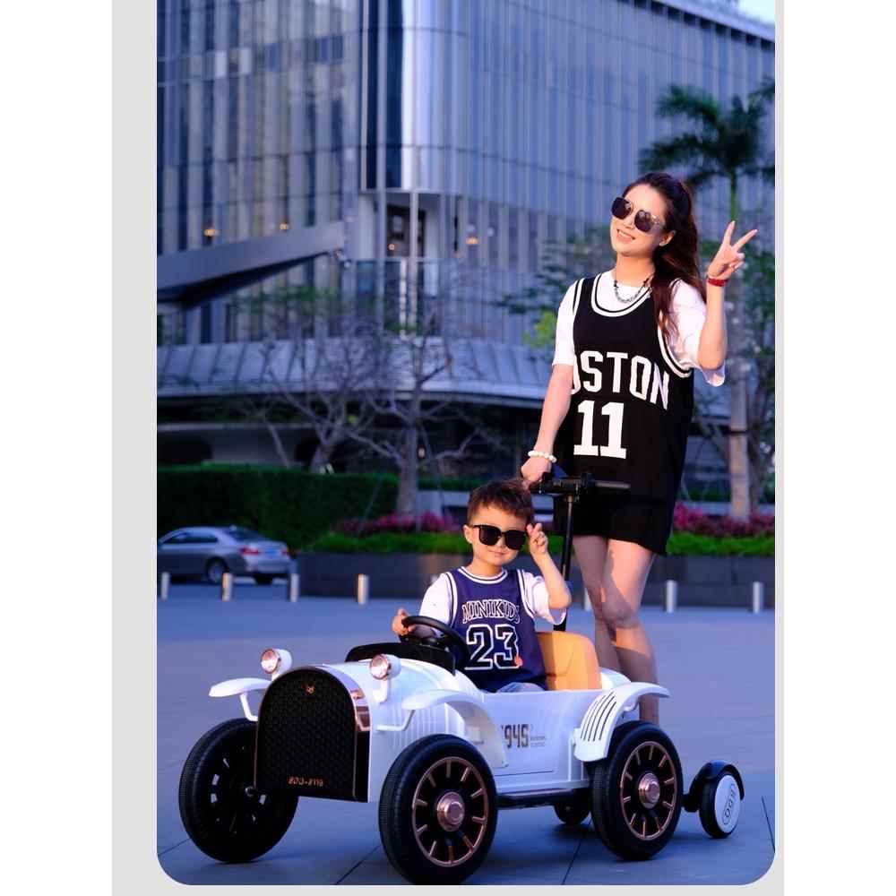 正品儿童电动玩车四轮遥控汽老爷车车可坐双人小孩具亲车可站大人