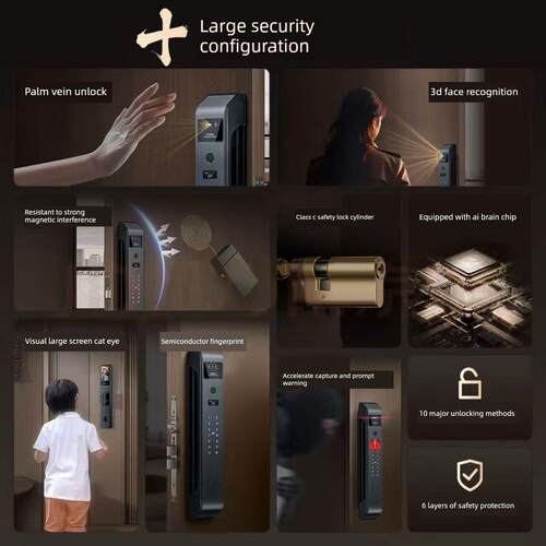 3D人脸识别智能门锁全自动锁密码锁指纹锁家用对讲防盗门锁
