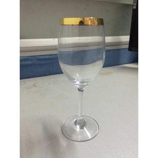 家用高脚杯描金边红酒杯340毫升红酒杯 现货供应金边红酒杯水晶杯