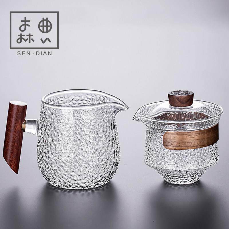 玻璃盖碗茶杯单个茶具公道杯套装功夫大号高档泡茶茶碗带盖手抓壶