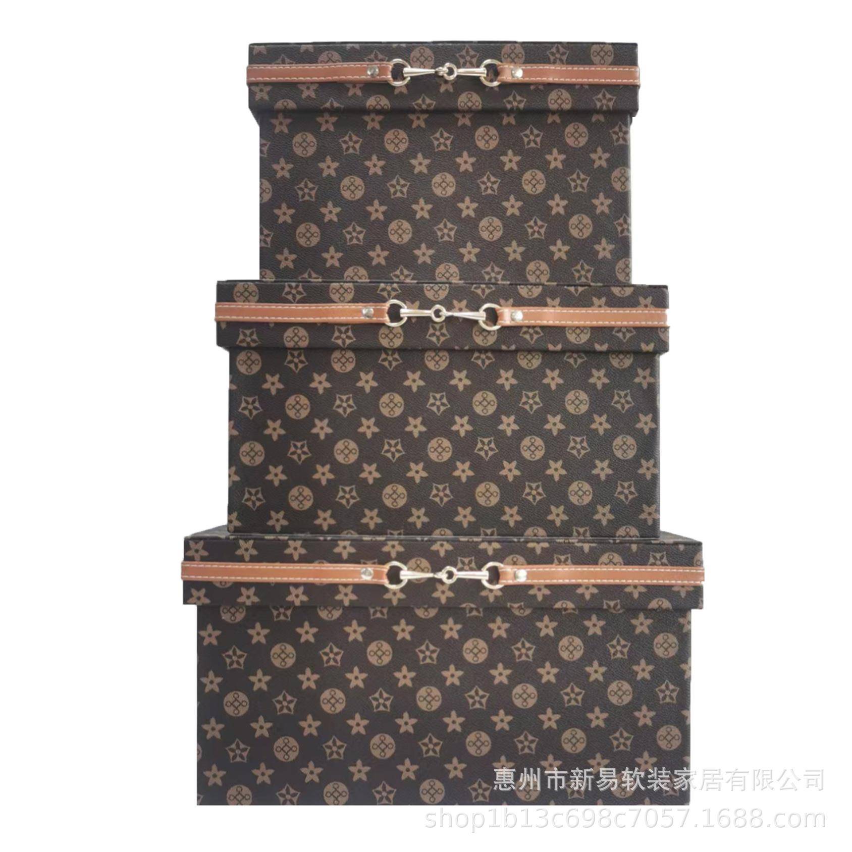 样衣板房工艺品摆件帽饰间整理箱软装储物箱收卧室XY027高档皮质