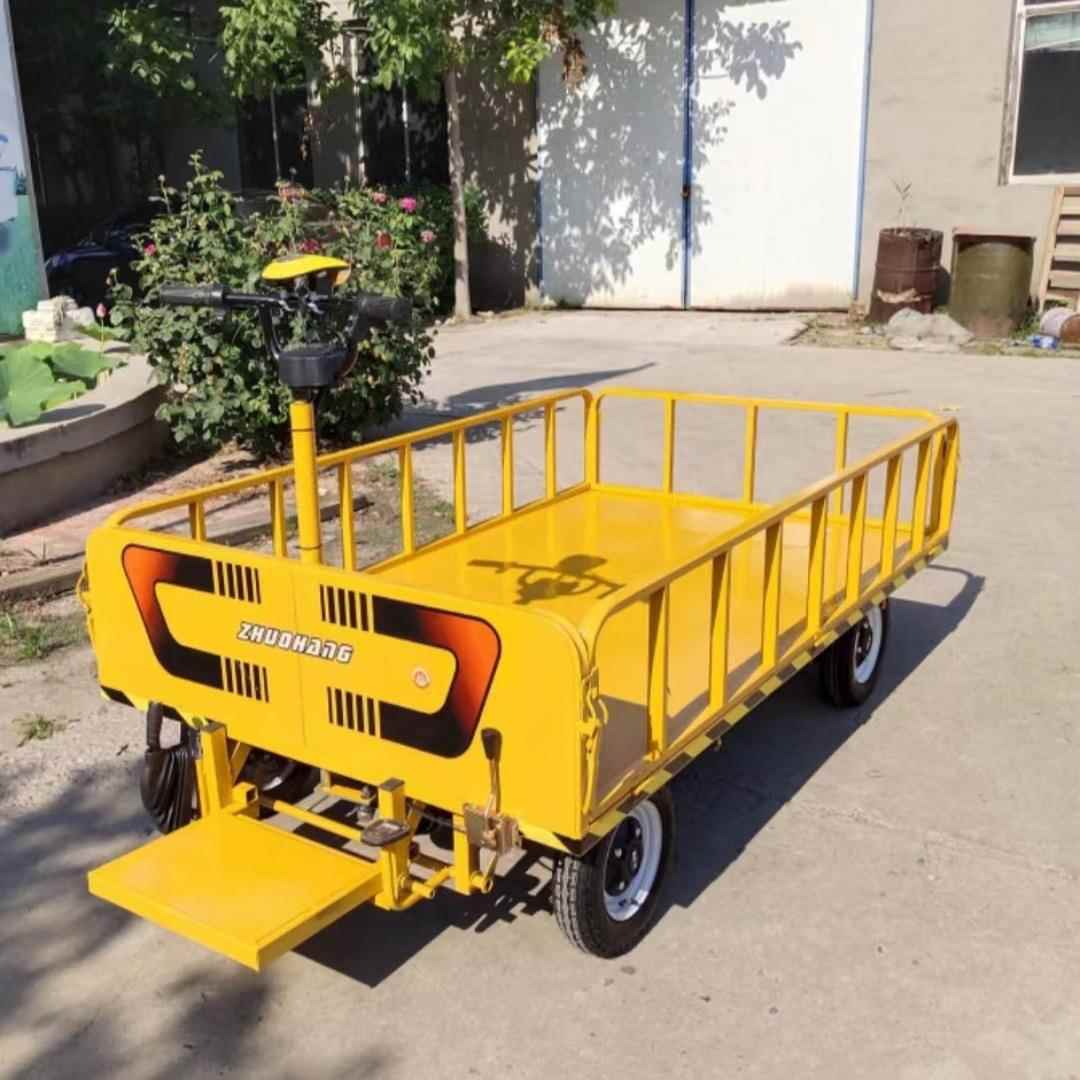 电动护栏倒骑平板车物流车间仓库厂房搬运用拉货车1乘2电动平板车